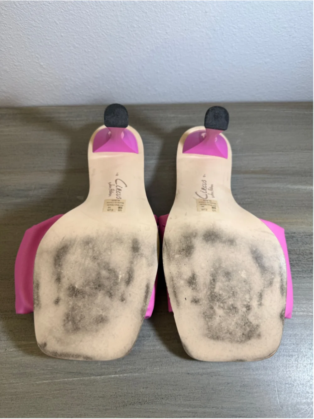 hot pink Circus NY by Sam Edelman Slade sandals ruched upper square toe sz 9